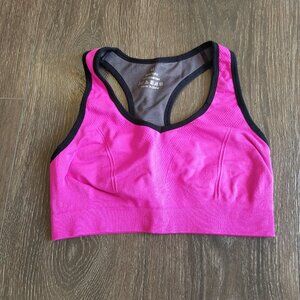 Two Tone Sports Bra w/ Keyhole Back Hot Pink/Black Size Medium